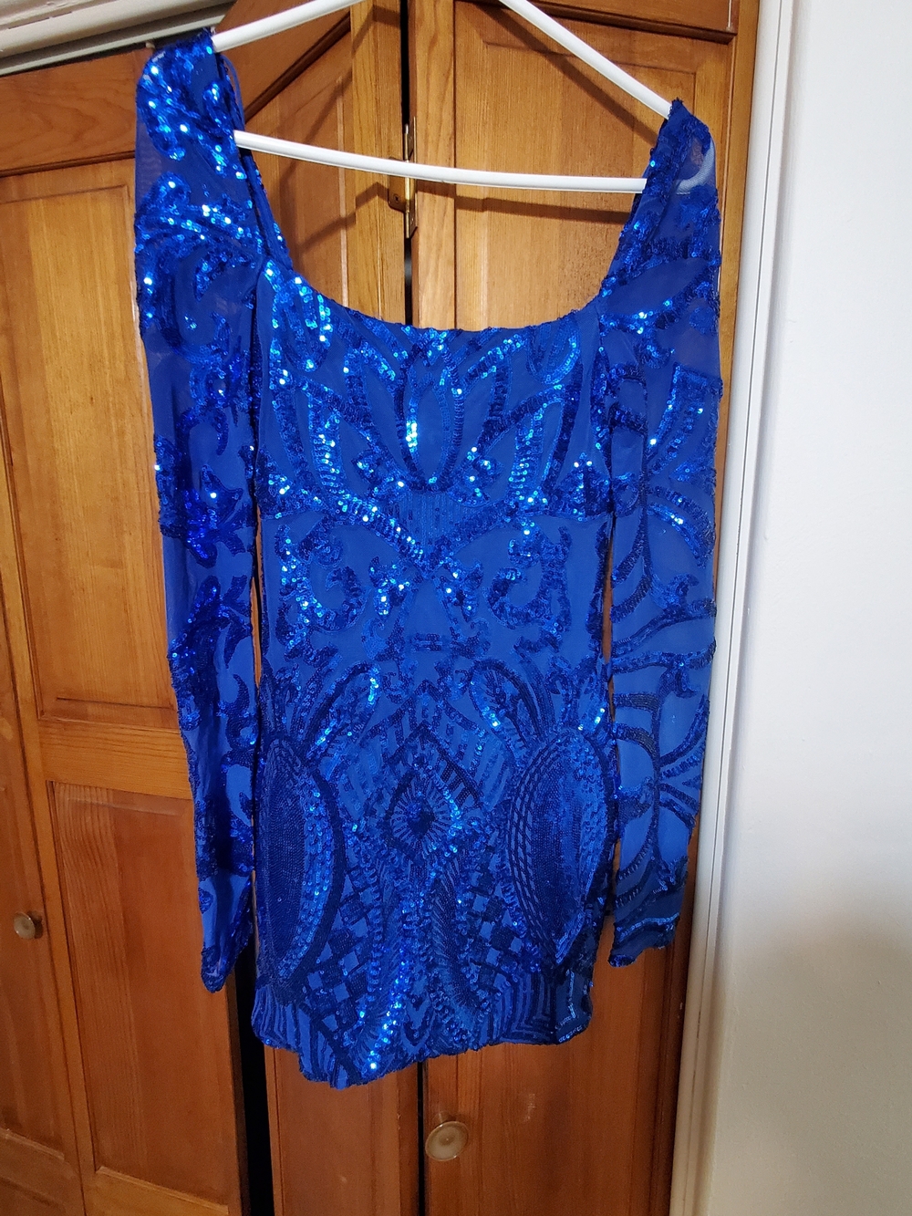 Lucy in the Sky Royal Blue Sequin Long Sleeve Prom Dress